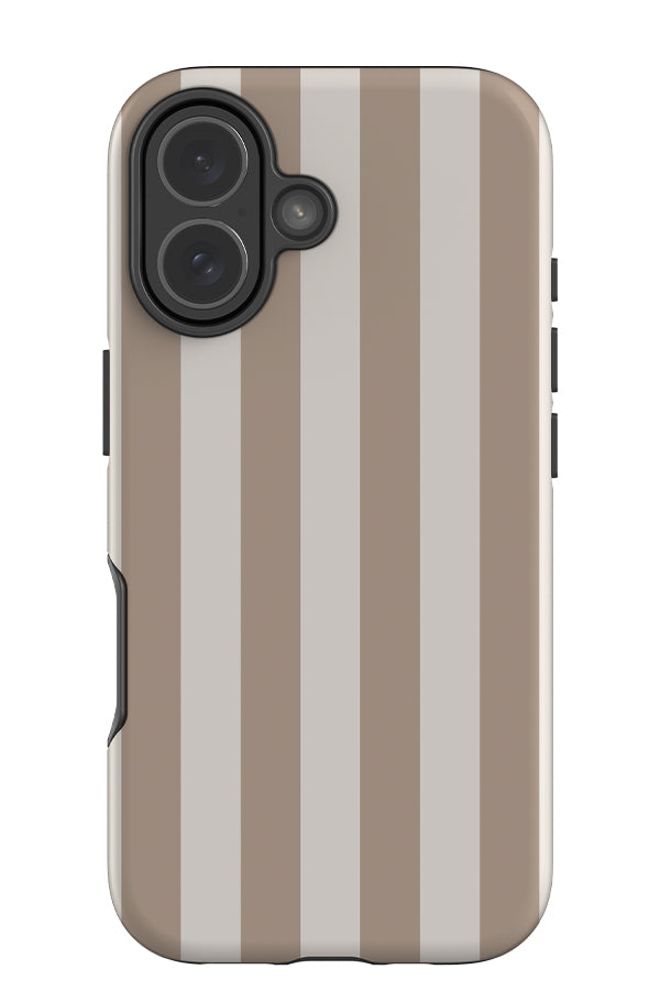 Quiet Line stripe tough phone case with a beige and light brown linear pattern