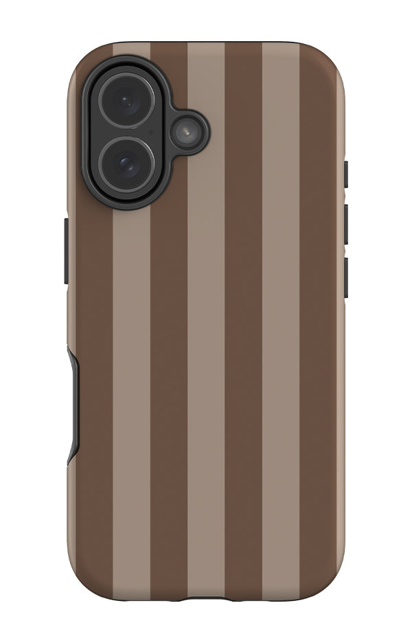 Quiet Line stripe tough phone case with a tonal brown linear pattern