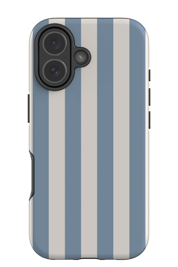 Quiet Line stripe tough phone case with a white and blue linear pattern