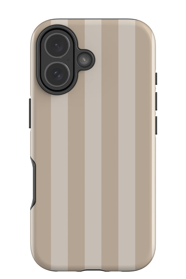 Quiet Line stripe tough phone case with a cream and beige linear pattern
