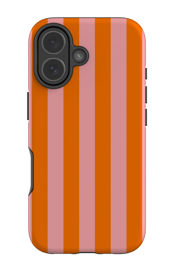 Quiet Line stripe tough phone case with a pink and orange linear pattern