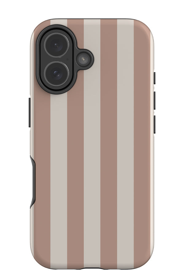 Quiet Line stripe tough phone case with a beige and light brown linear pattern