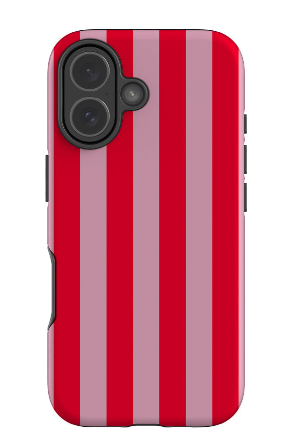 Quiet Line stripe tough phone case with a pink and red linear pattern