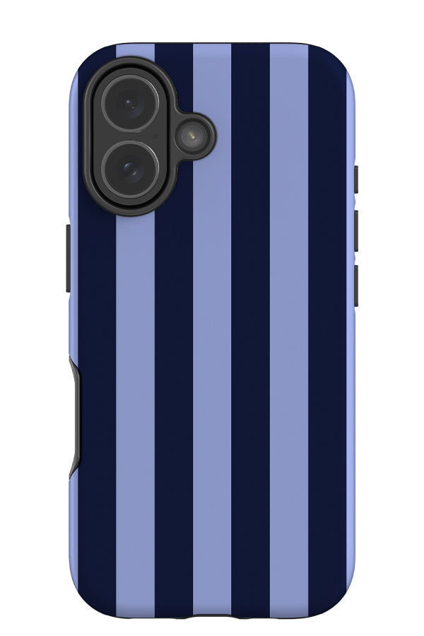 Quiet Line stripe tough phone case with a tonal blue linear pattern