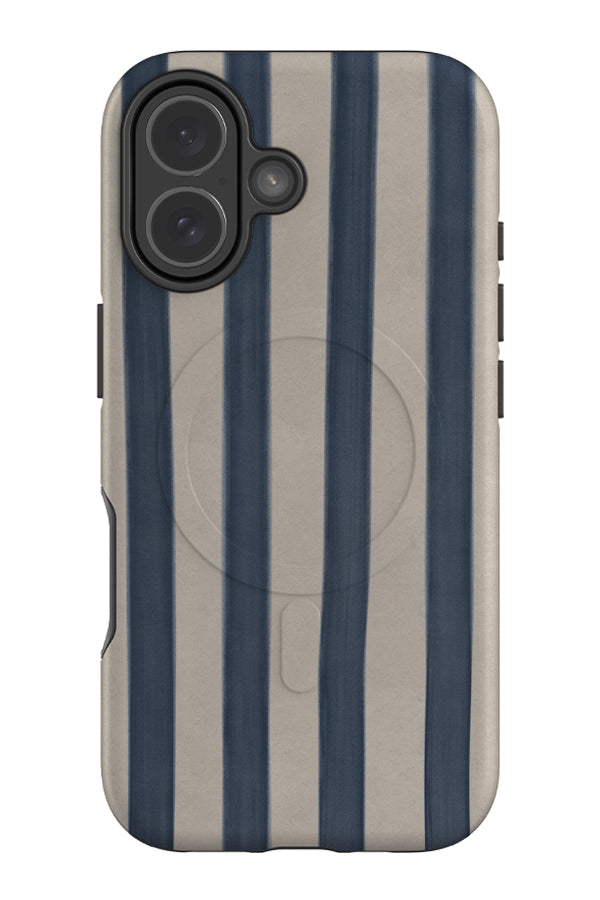 quiet marker line MagSafe phone case with a hand drawn blue and beige linear pattern