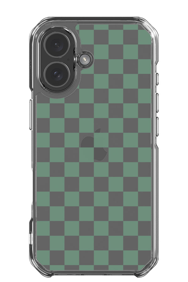 Quiet micro check clear impact phone case with transparent and green squares