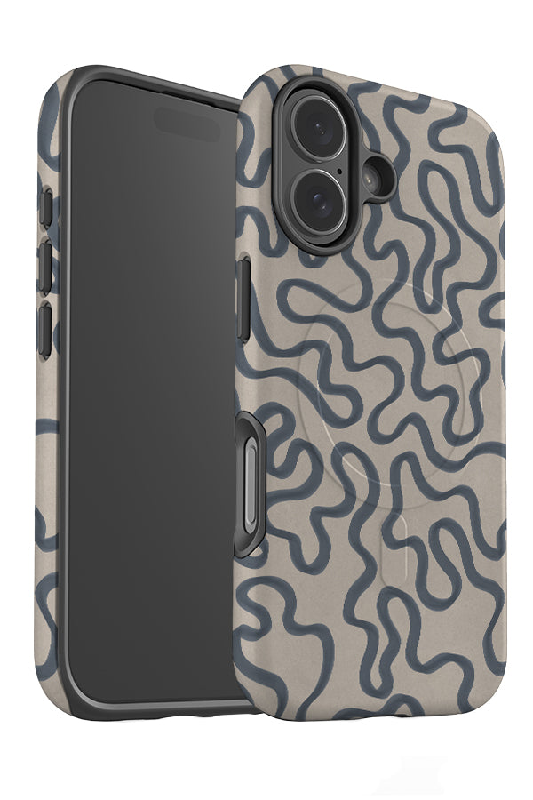seaweed outline MagSafe phone case angle detail with blue swirling lines