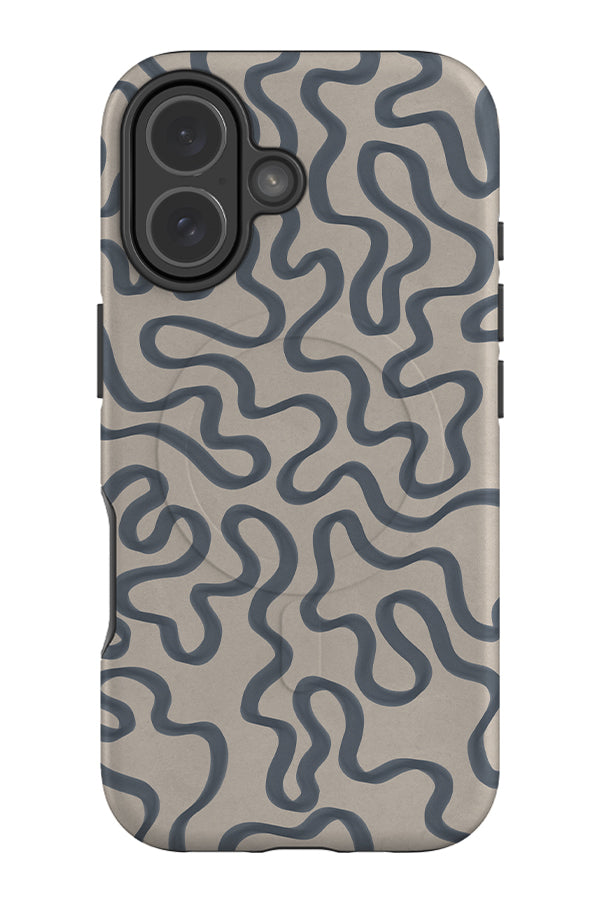 seaweed outline MagSafe phone case with blue swirling lines
