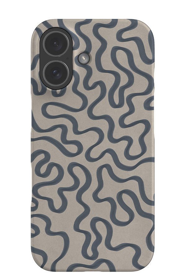 seaweed outline snap phone case with blue swirling lines