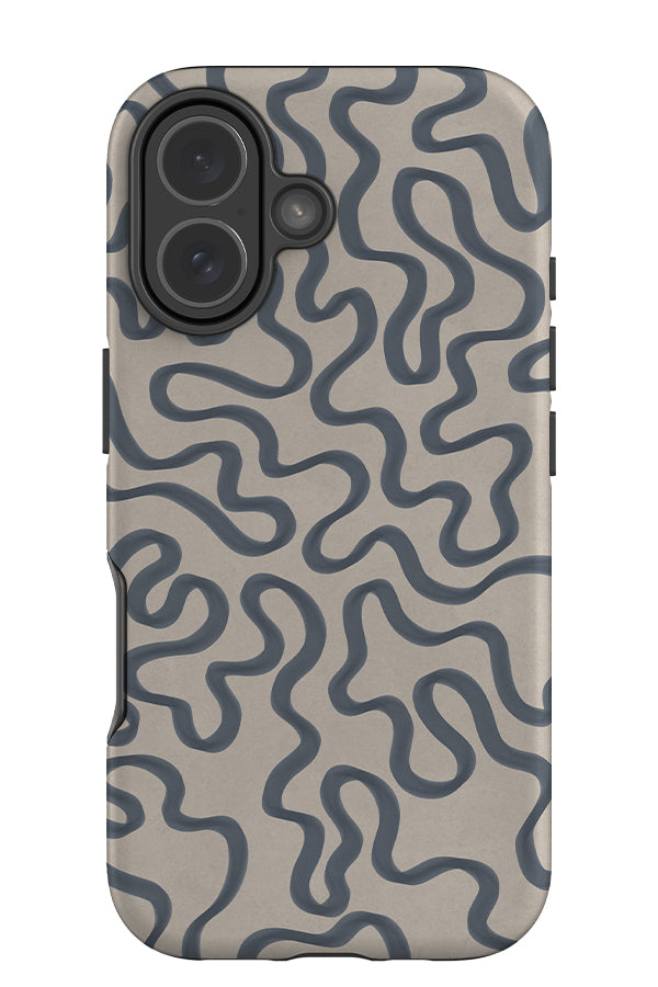 seaweed outline tough phone case with blue swirling lines