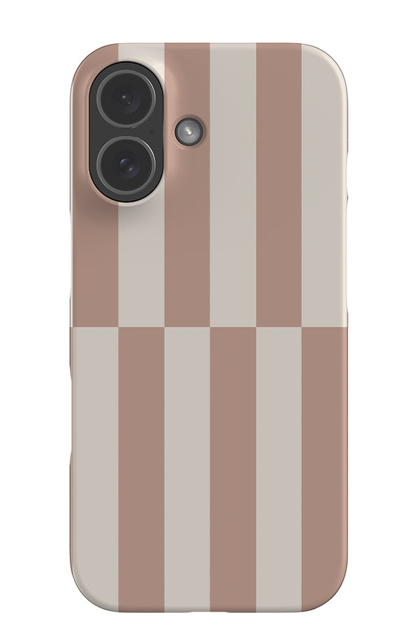 Shifted stripe snap phone case with a linear pattern with white and beige