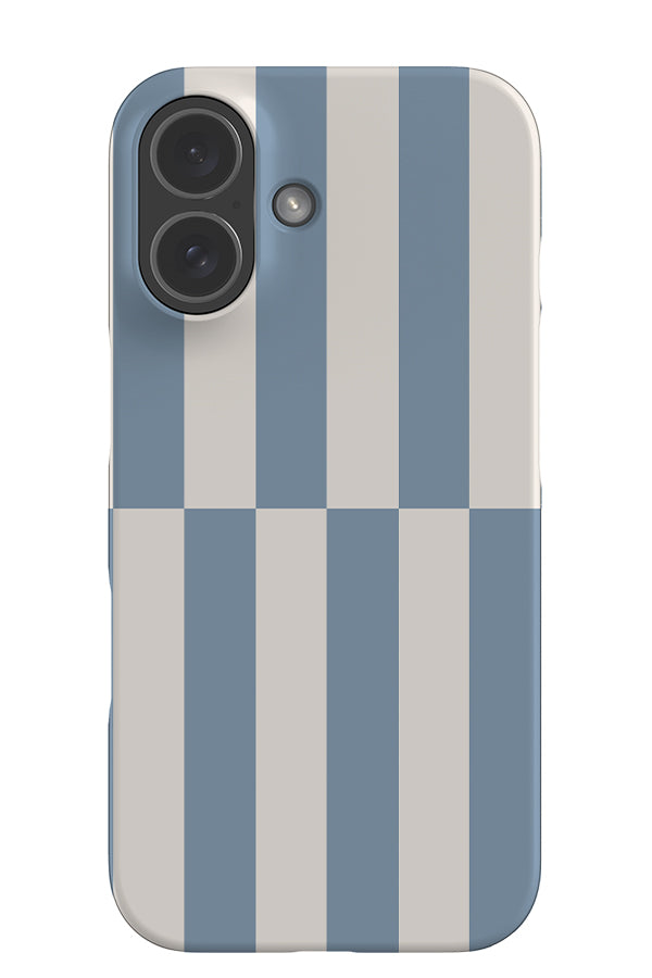 Shifted stripe snap phone case with a linear pattern with blue and white