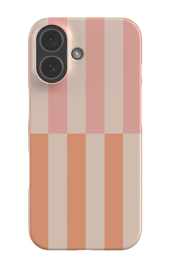 Shifted stripe snap phone case with a linear pattern with pink, beige and peach