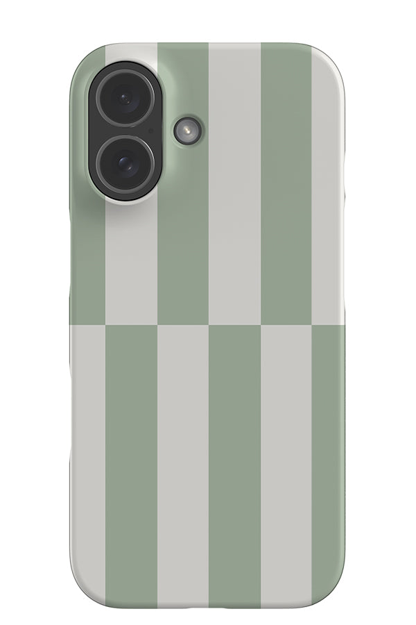 Shifted stripe snap phone case with a linear pattern with white and green
