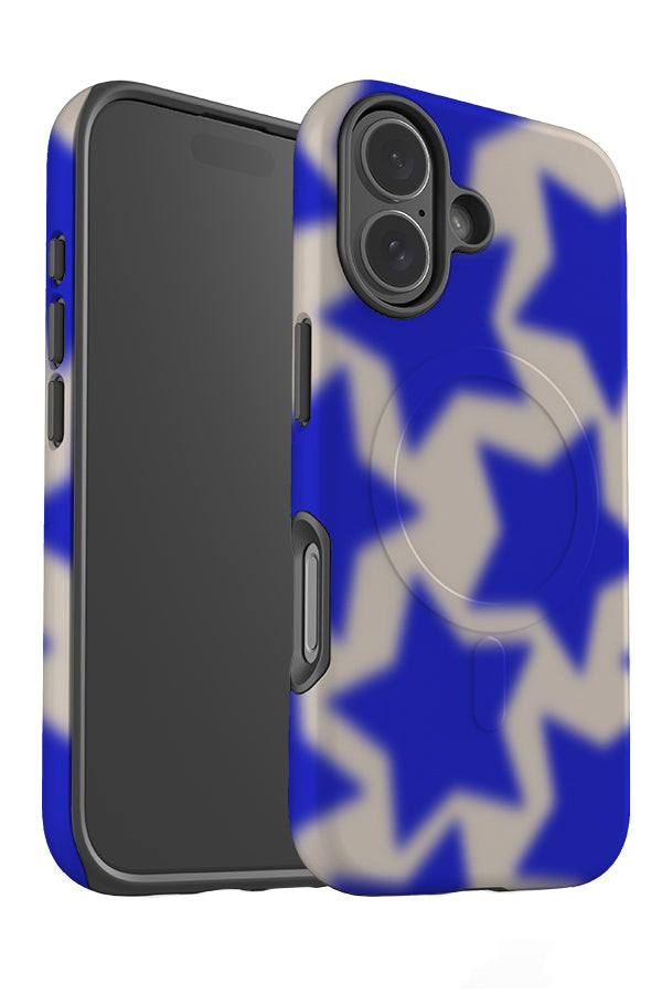 soft blur star MagSafe phone case angle detail with a blurry star pattern in blue