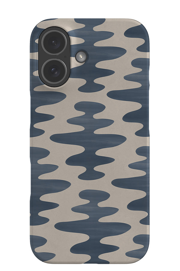 Soft curve snap phone case with a waving pattern in beige and blue