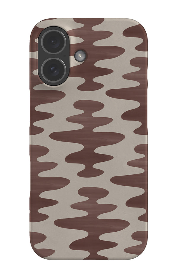 Soft curve snap phone case with a waving pattern in beige and dark pink