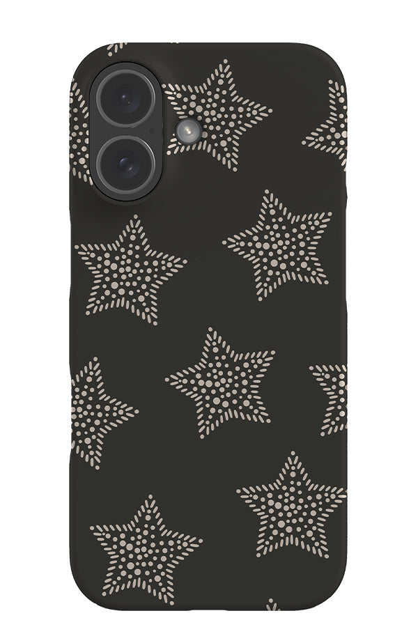 soft dot snap phone case with polka dot stars on a black background