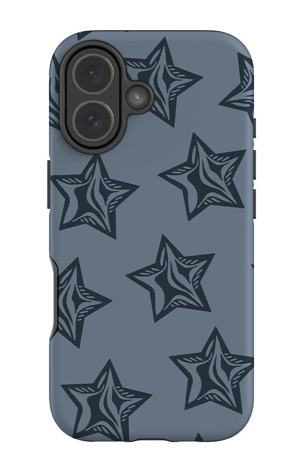 soft inflate star tough phone case with dark blue 3d drawn stairs on a blue background