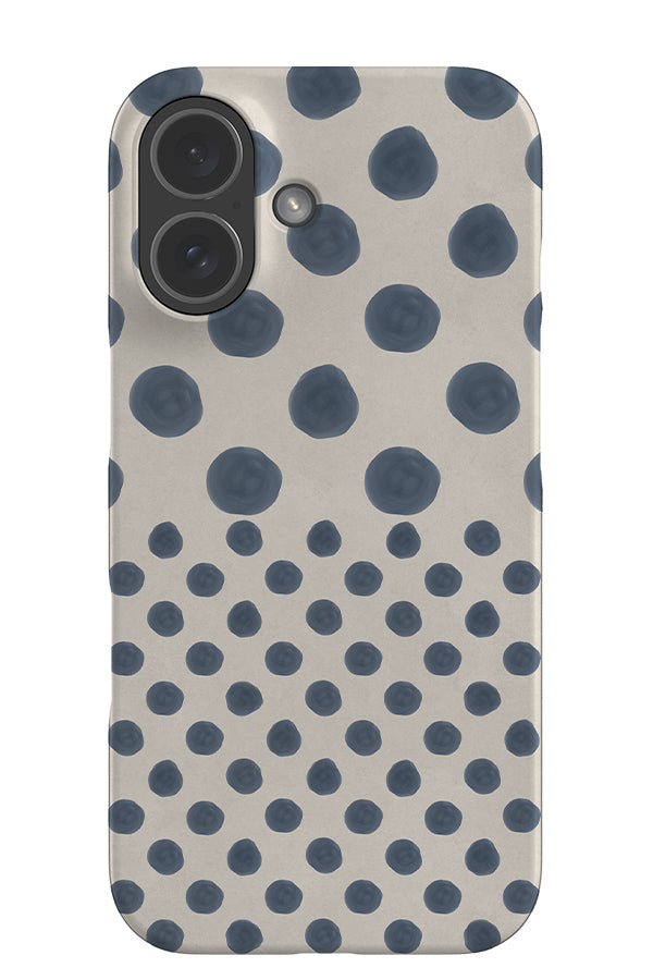 Soft marker mixed dot snap phone case with a mixed size polka dot pattern blue and beige