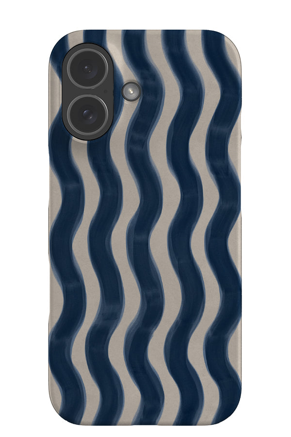 soft marker wave stripe snap phone case with a blue and beige wavy linear pattern