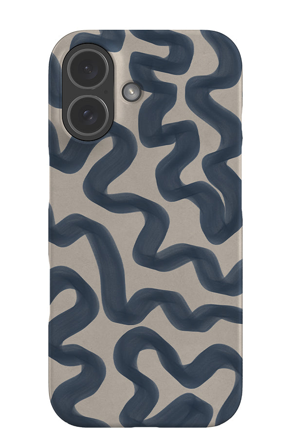 squiggle lines snap phone case with thick, blue swirling lines