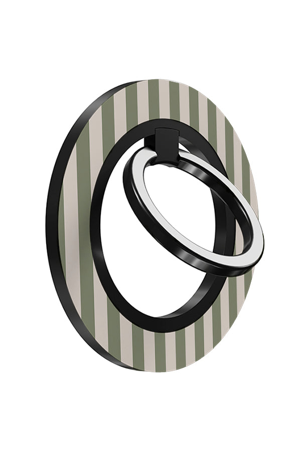 still line magnetic phone ring holder angle with linear beige and green stripes