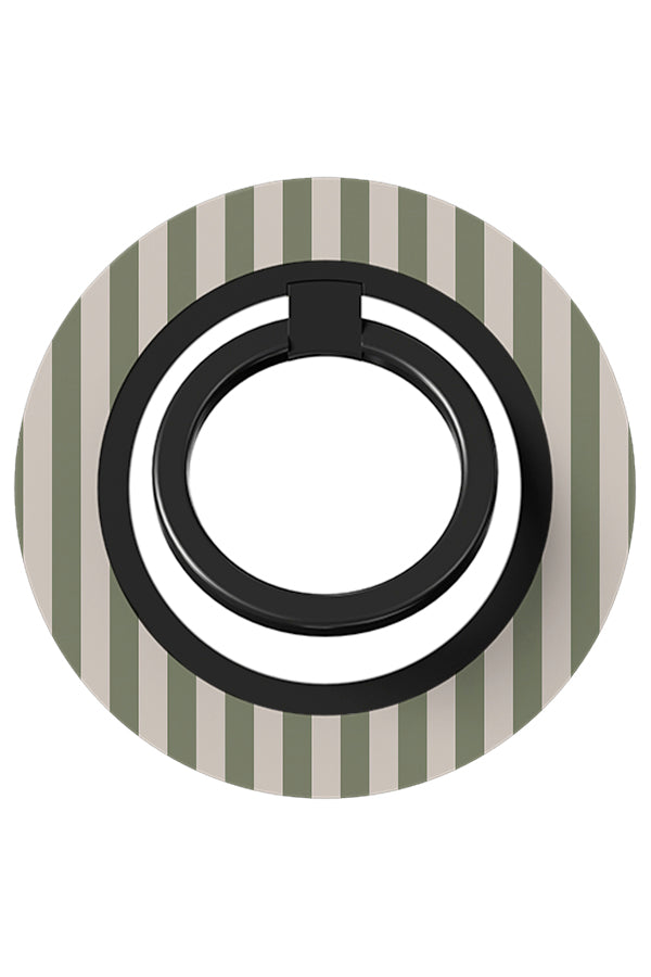 still line magnetic phone ring holder with linear beige and green stripes