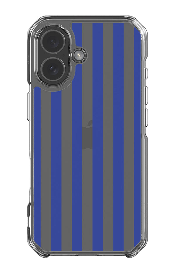 Still Line stripe clear impact phone case with a blue linear pattern