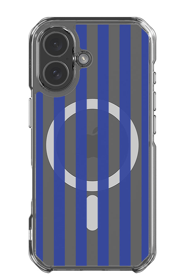 Still Line stripe clear impact MagSafe phone case with a blue linear pattern