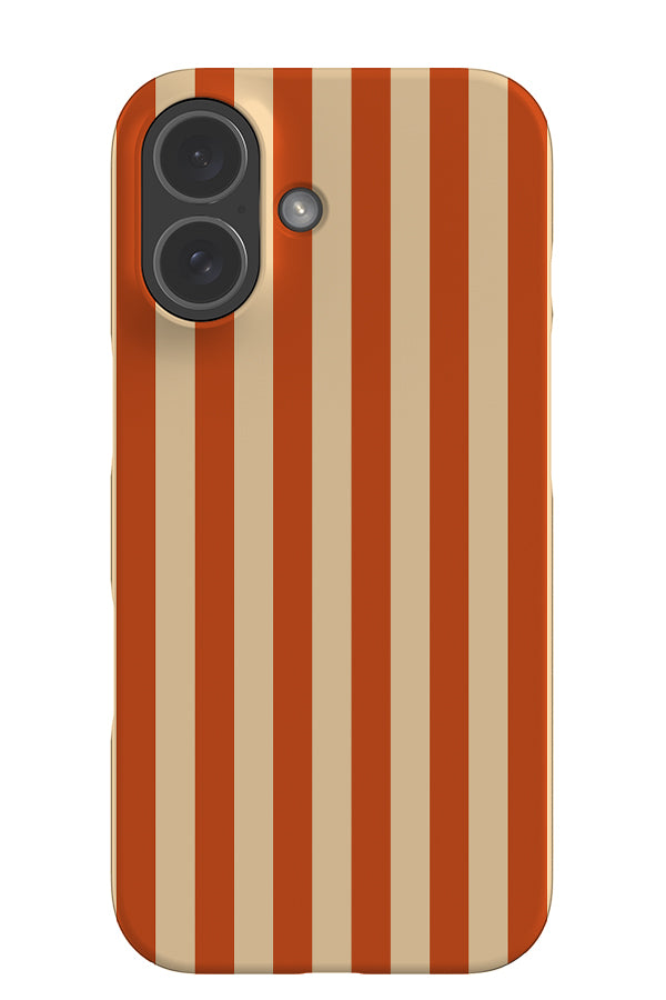 Still Line stripe snap phone case with an orange and cream linear pattern