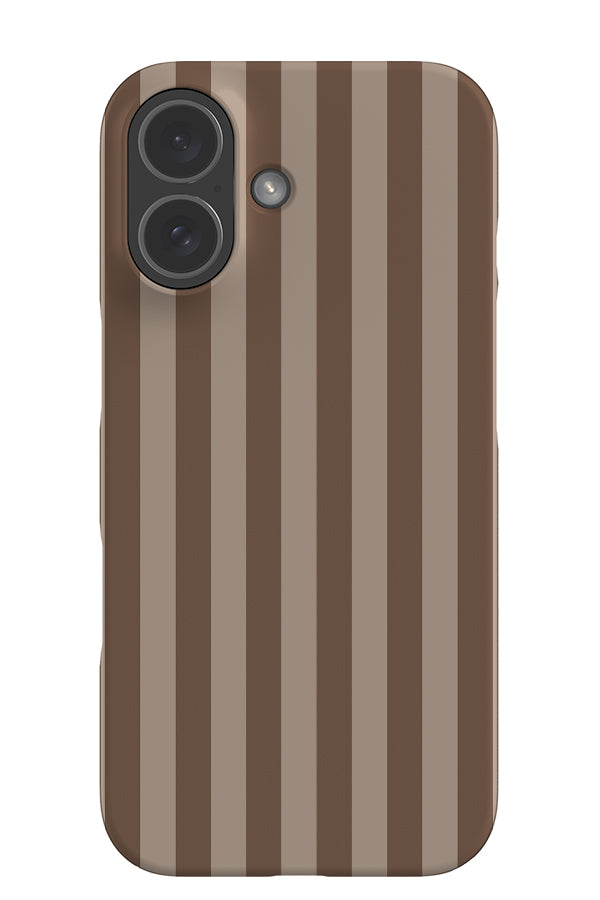 Still Line stripe snap phone case with a beige and brown linear pattern