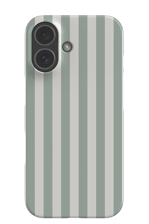 Still Line stripe snap phone case with a white and mint green linear pattern