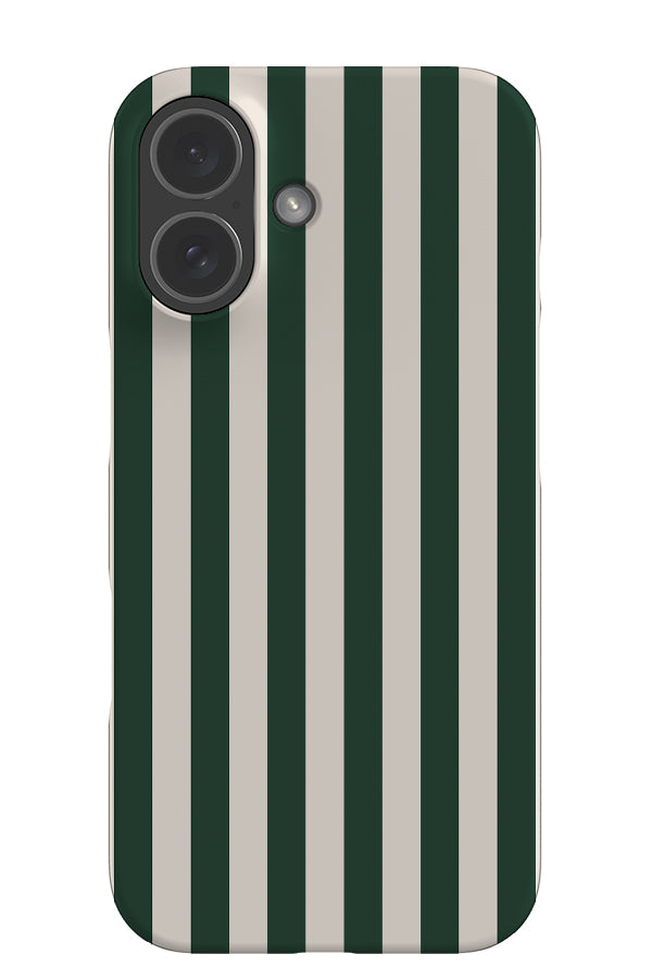 Still Line stripe snap phone case with a green and white linear pattern