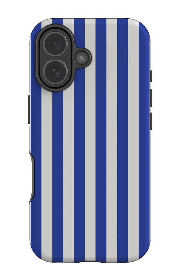 Still Line stripe tough phone case with a blue and white linear pattern