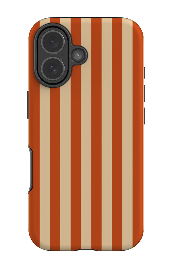 Still Line stripe tough phone case with an orange and cream linear pattern