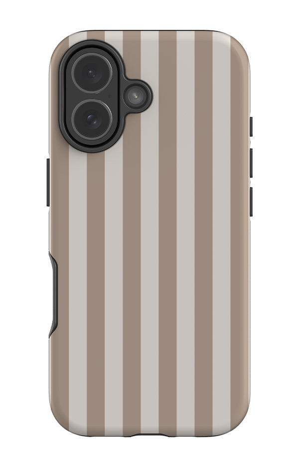 Still Line stripe tough phone case with a beige and cream linear pattern