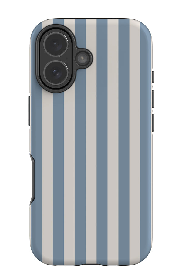 Still Line stripe tough phone case with a white and blue linear pattern