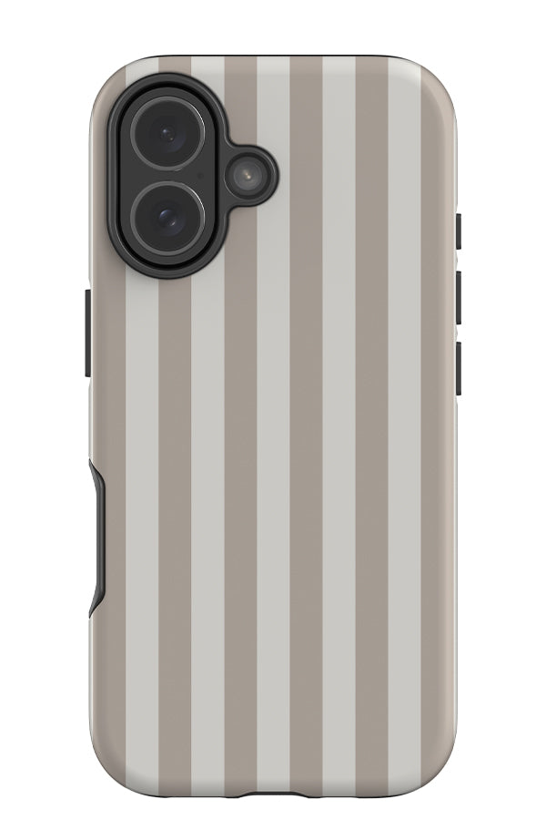 Still Line stripe tough phone case with a white and beige linear pattern