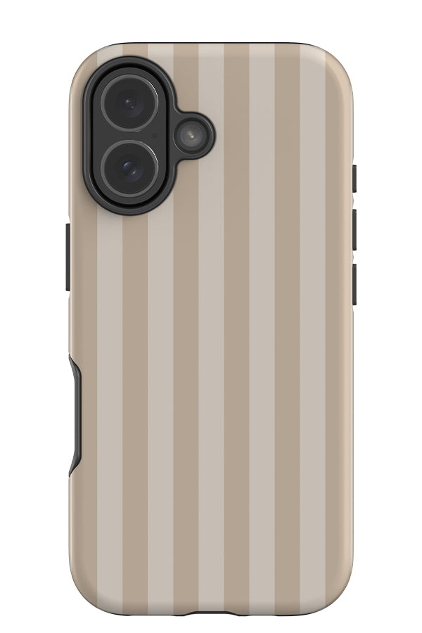 Still Line stripe tough phone case with a white and cream linear pattern