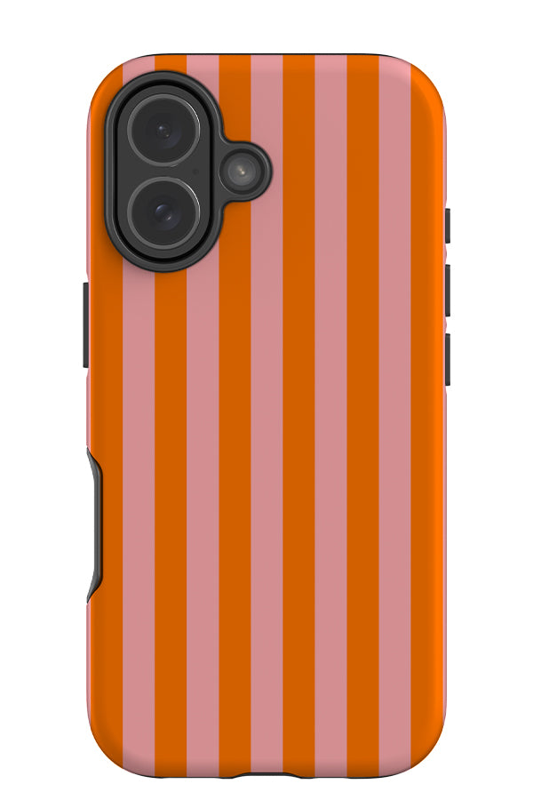 Still Line stripe tough phone case with a pink and orange linear pattern