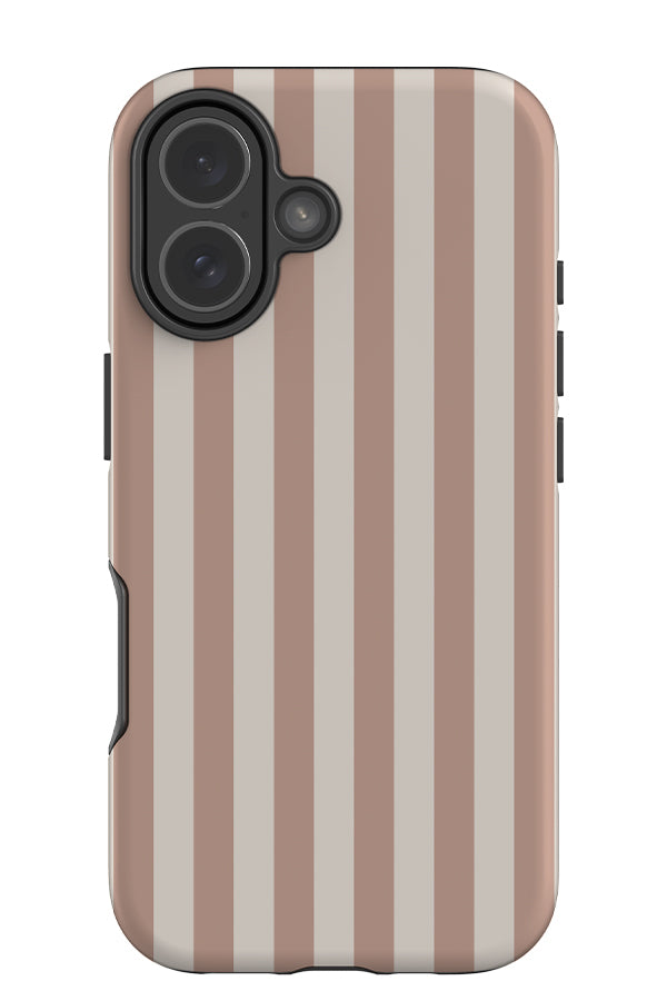 Still Line stripe tough phone case with a beige and light brown linear pattern