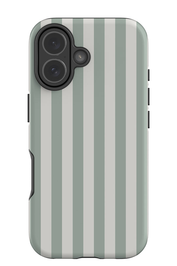 Still Line stripe tough phone case with a white and mint green linear pattern