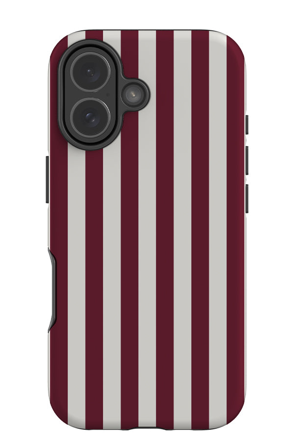 Still Line stripe tough phone case with a red and white linear pattern