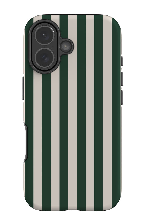 Still Line stripe tough phone case with a green and white linear pattern