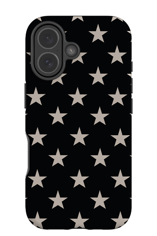 Still Star tough phone case with starry pattern in black