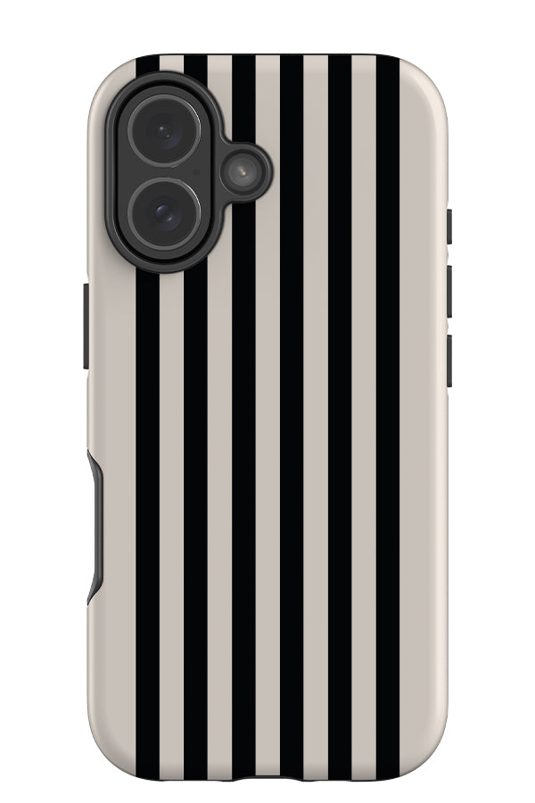 still stripes tough phone case with central uniform vertical stripes in beige