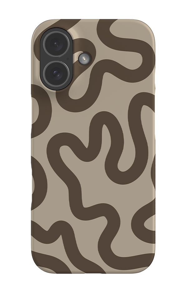swirl lines abstract snap phone case with a beige base colour with brown swirling lines