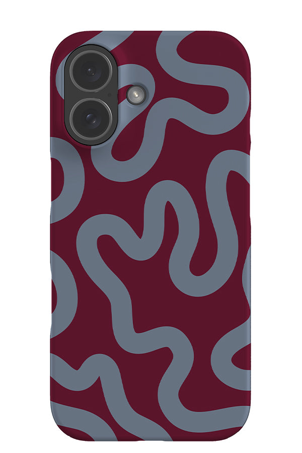 swirl lines abstract snap phone case with a red base colour and blue swirling lines