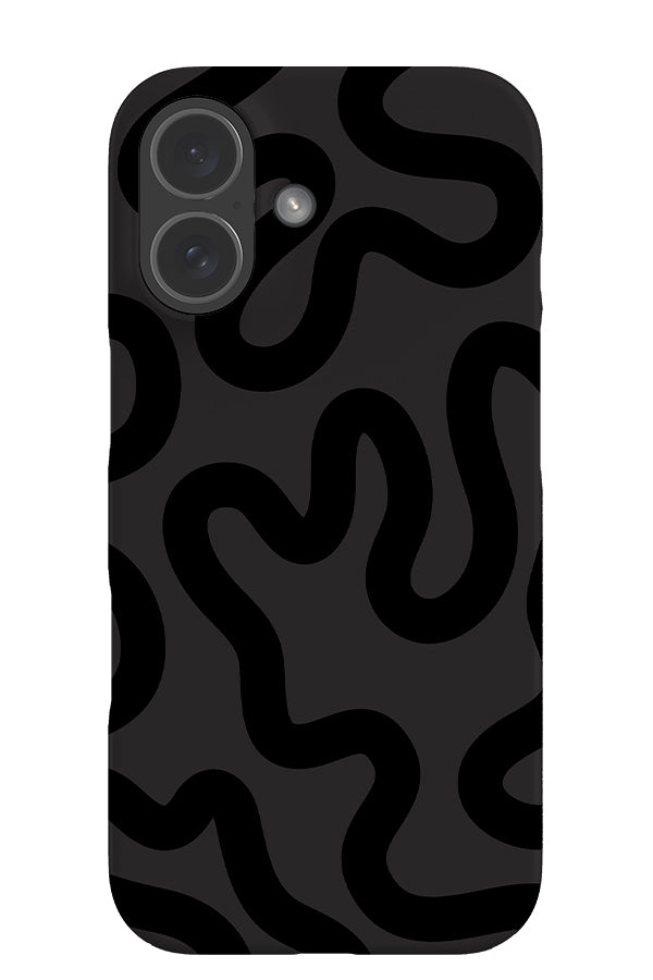swirl lines abstract snap phone case with a grey base colour with black swirling lines
